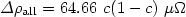 $\Delta\rho_{\rm all}=64.66\ c(1-c)~\mu\Omegarm$