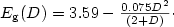 $E_{\rm g}(D)=3.59-\frac{0.075 D^2}{(2+D)}\cdot$