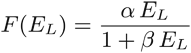 $$ F({E}_L)=\frac{\alpha \enspace {E}_L}{1+\beta \enspace {E}_L} $$